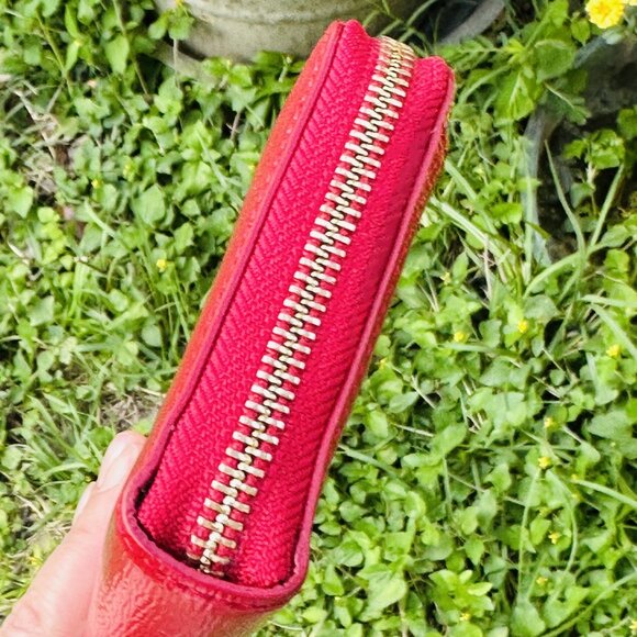 Kate Spade Cedar Street Lacey Patent Leather Red Wallet - Picture 9 of 16